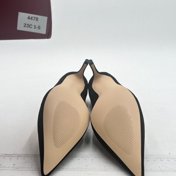 YDN Black Suede Pearl Kitten Heel Pumps Pointed Toe Dress Shoes for Office Lady - Picture 6 of 8